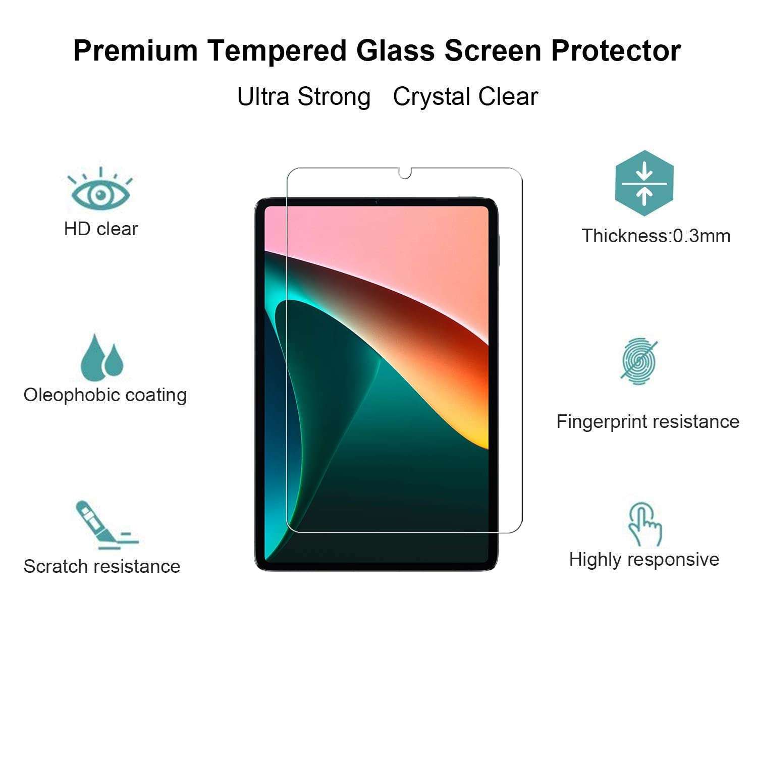 Robustrion Pack of 2 Anti-Scratch & Smudge Proof Tempered Glass Screen Protector & Smart Trifold Hard Back Flip Stand Case Cover for Xiaomi Mi Pad 5 Cover 11 inch - Dark Green 4