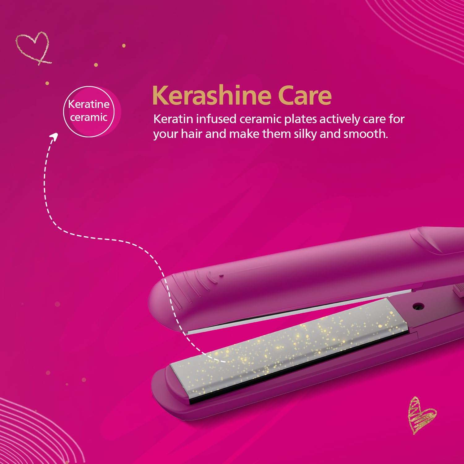 Philips New Hair Straightener | Keratin infused Ceramic plates for glossy frizz-free straight hair | SilkProtect Technology minimizes heat damage | On-the-Go Travel Friendly Hair Straightener for Women| BHS252/00 4