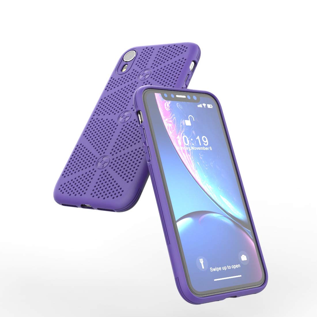 Rehty Cooling Phone Case Compatible with iPhone XR Case, TPU Phone Case Protective Cover Compatible with iPhone XR 6.1 Inch (2018)- Breathable/Heat Dissipation Case Purple 3