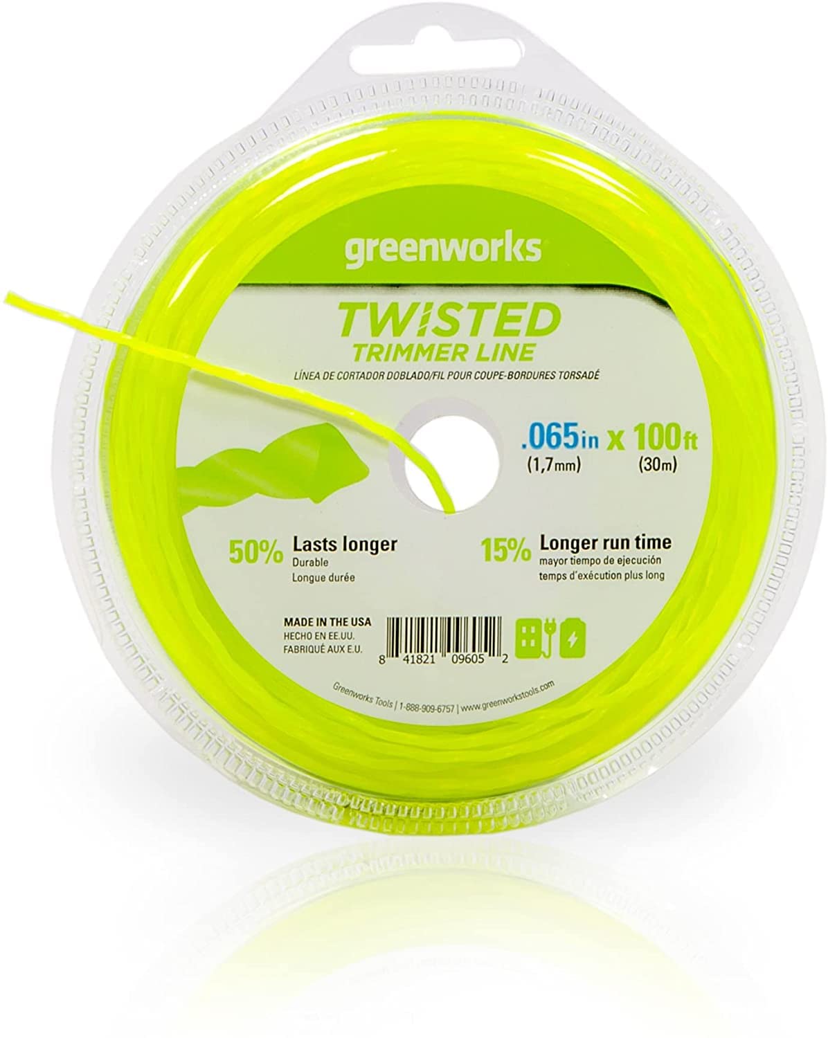 Greenworks 24V 12” TORQDRIVE String Trimmer, 0.065" Trimmer Line, 2Ah USB Battery and Charger 6