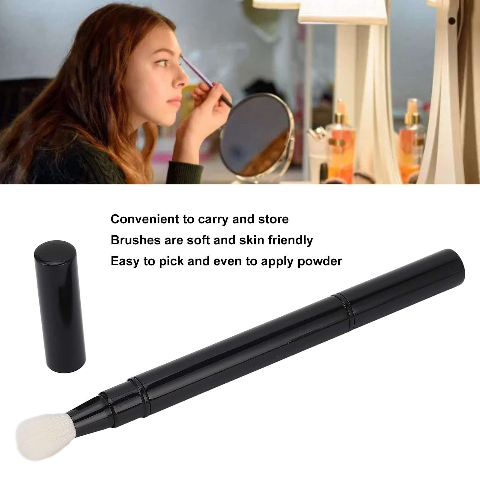ZJchao Eyeshadow Brush, 2 in 1 Double Ended Eyeshadow Brush Portable Blending Eyeshadow Makeup Brushes Eye Shadow Brush Eyeshadow Brushes with Retractable Design for Outdoor Travel 3