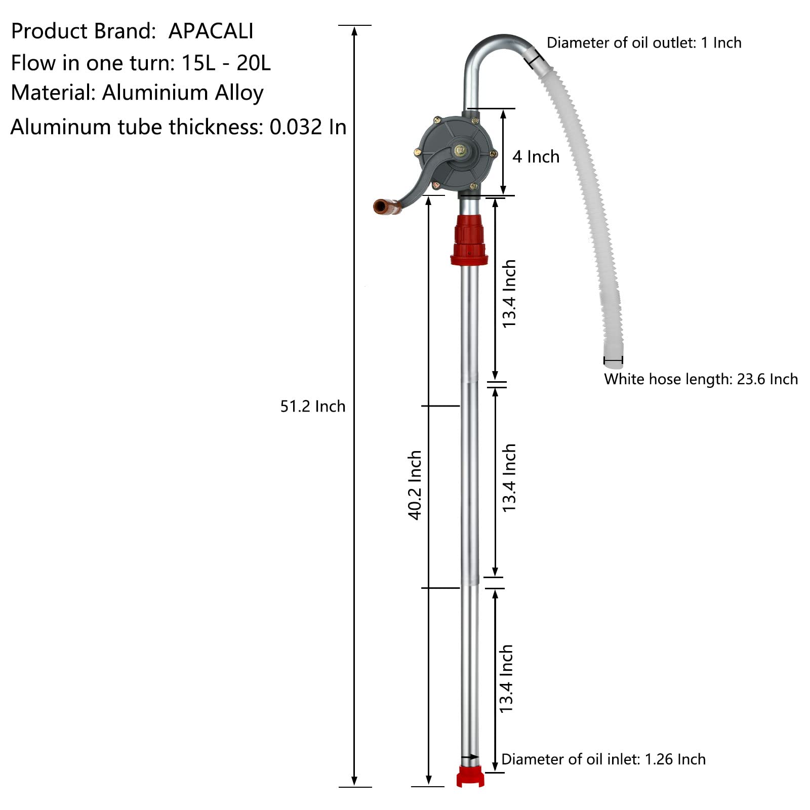Aluminum Barrel Pump 15 to 55 Gallon Drum Pump Rotary Hand Liquid Transfer, Heavy Duty Rotary Barrel Pump, Hand Drum Pump for Kerosene, Engine Oil, Fuel Diesel, Hydraulic Fluid 3