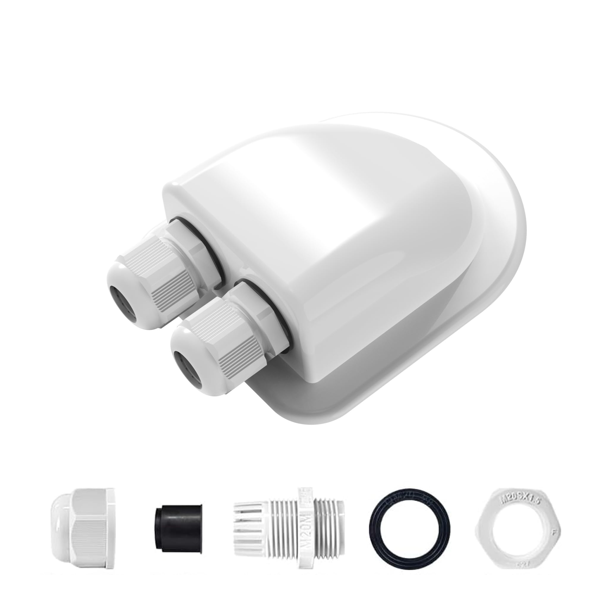 ACOPOWER Solar Weatherproof Double Cable Entry Gland, Cable Through RV roof Solar Junction Box abs Entry housing for 14AWG to 10AWG Solar Cables for Solar Project on RV, Boats, Caravans, Campervan 1