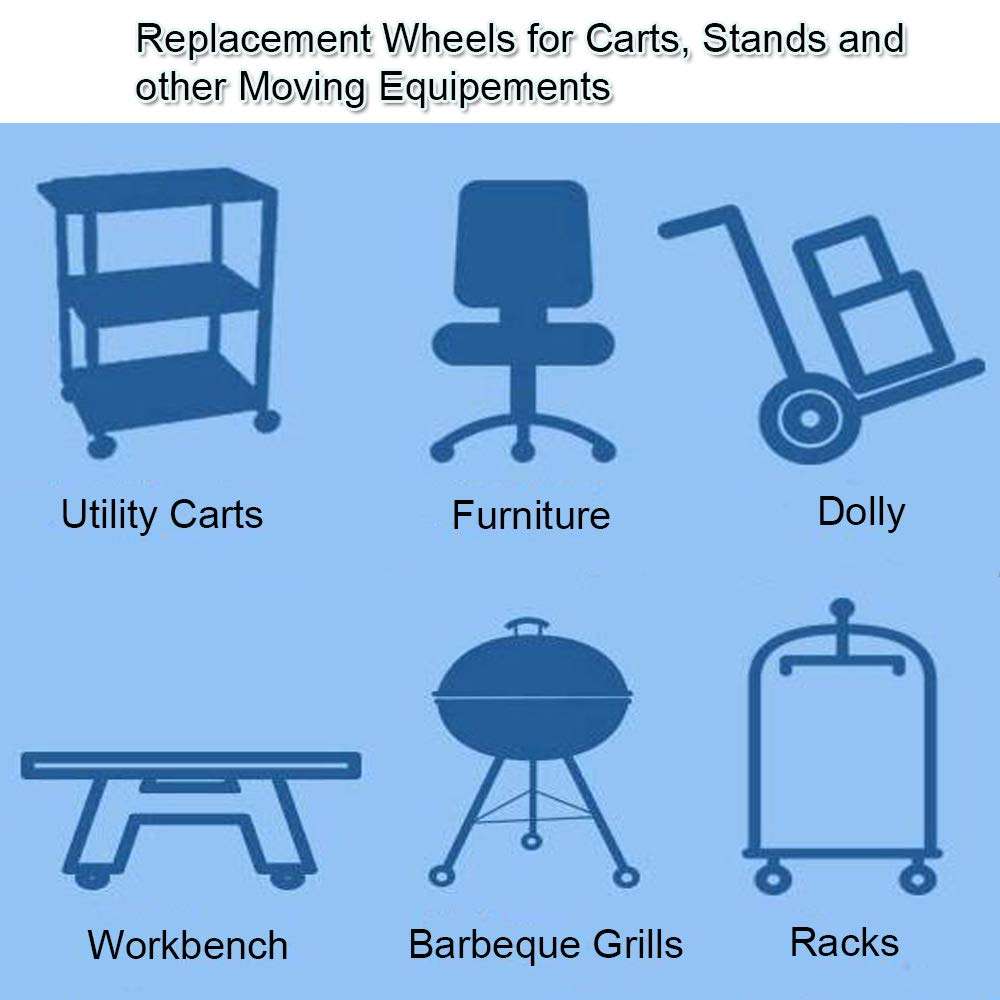 Onerbuy 4 Pack Caster Wheels Heavy Duty Swivel Casters with Brakes, Dual Locking Wheels Replacement for Industrial Trailer, Home Furniture, Office Table Cabinet (1.5 Inch M8 Stem) 5