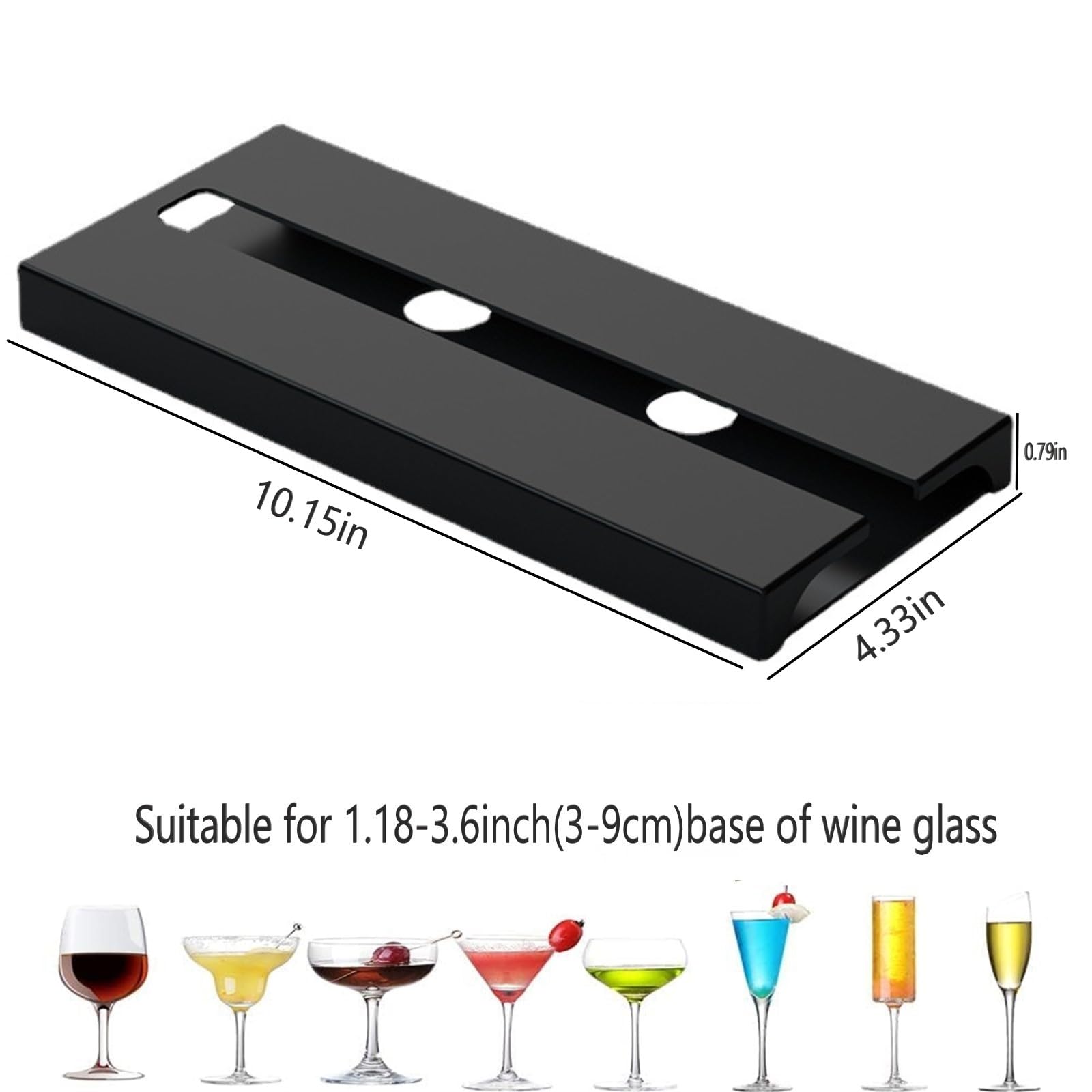 DMOKJER Wine Glass Holder,2 Pack Wine Glass Rack Punch-free Under Cabinet，Plastic Stemware Holder Glasses Storage Hanging Organizer for Kitchen and Bar (‎Black-2Pack) 6