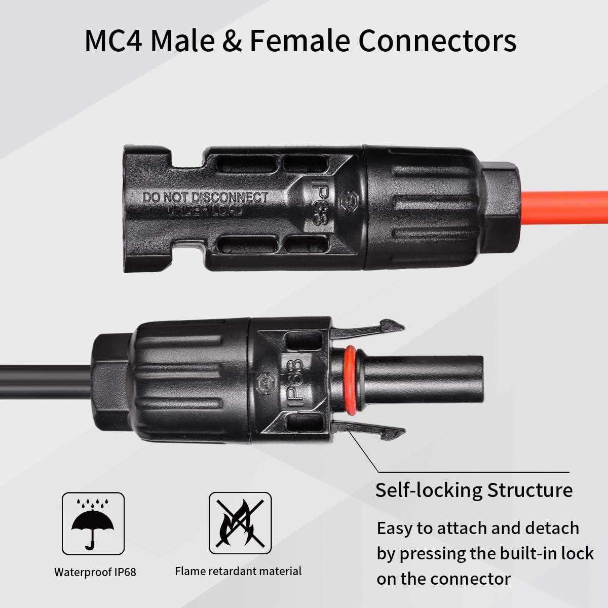 LIOFYN Solar to XT60 Connector Cable 10AWG 10FT Solar Panel Connector to XT60 Charging Cable for RV Portable Power Station Solar Panels 3
