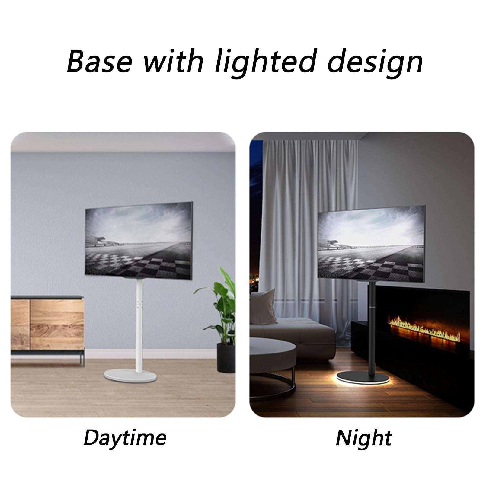 Monitor Mount,tv Wall Mount, TV Floor Stand with Light - LCD TV e Floor Stand, Swivel TV Stand Mount with LED Lights, with Cable Management 5