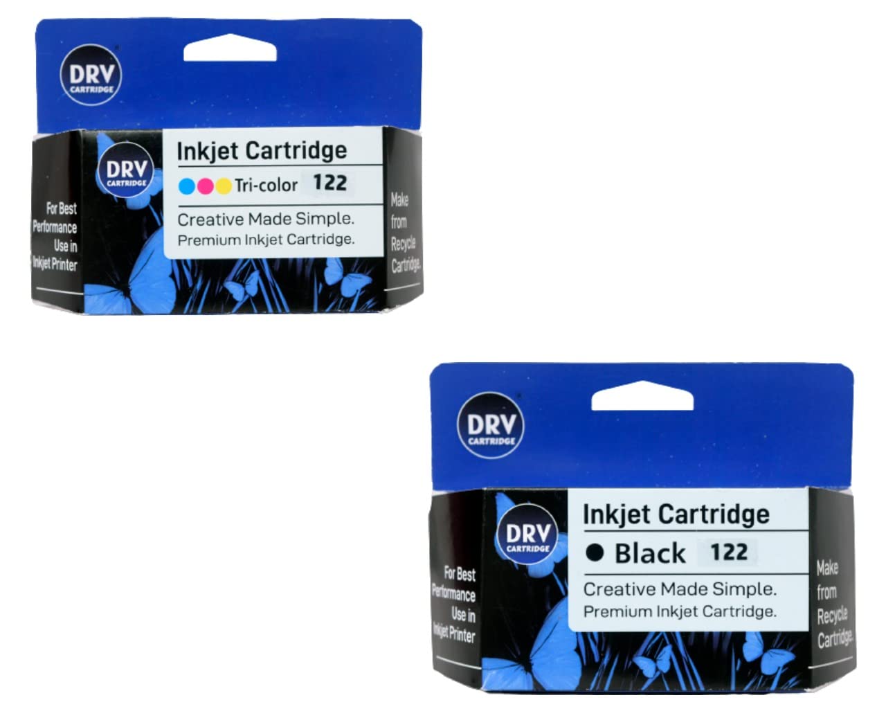 DRV 122 Original Ink Cartridge| Page Yield 165 | Mostly Compatability with all ink printers|Cost Efficient, & Eco Friendly with Excellent Durability Reliable ink cartridges (Pack of 1, Black+Tricolor) 1