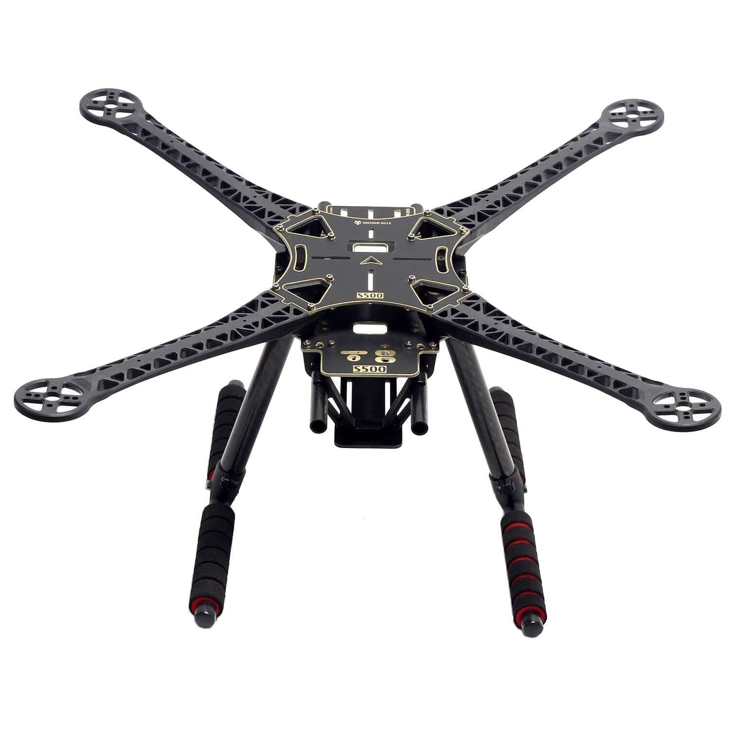 S500 RC Quadcopter Fuselage Frame Kit PCB Version with Carbon Fiber Landing Gear Skide Kits & 2PCS XT60 XT-60 Male to Female Battery Connector Adapter with JST Cable 3