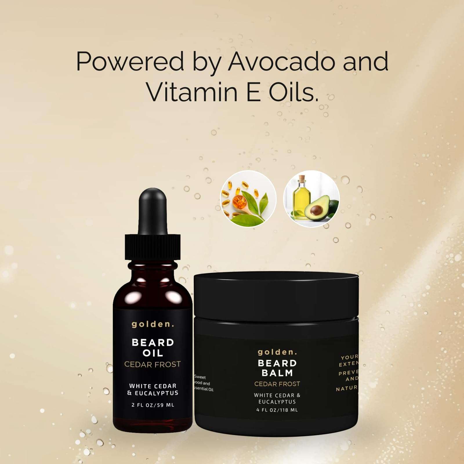 Golden Grooming Beard Oil & Balm Bundle for Men | Natural Growth Kit with Shea Butter | 4oz Balm & 2oz Oil | Cedar Frost 6