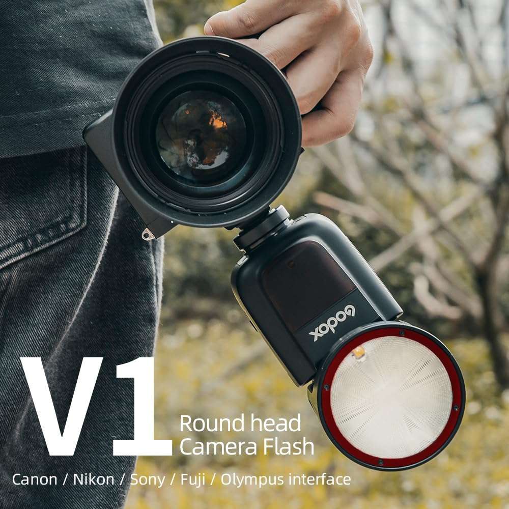Godox V1C Flash V1-C USA Version Round Head Camera Flash, 2.4G TTL Flash, 1/8000s HSS, Built-in Lithium Battery, 10 Level LED Modeling Lamp, 1.5s Recycle Time 2