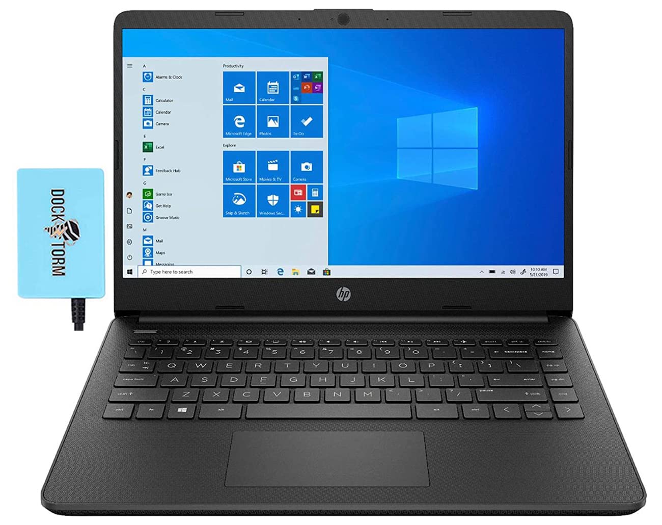 HP 14 Ultra Thin & Light Jet Black Laptop 14.0" HD IPS Display (AMD 3020e, 16GB RAM, 2TB SSD, AMD Radeon, AC WiFi, Bluetooth 5.1, HD Webcam, SD Card, Win11H) w/DKZ USB Port Expander 1
