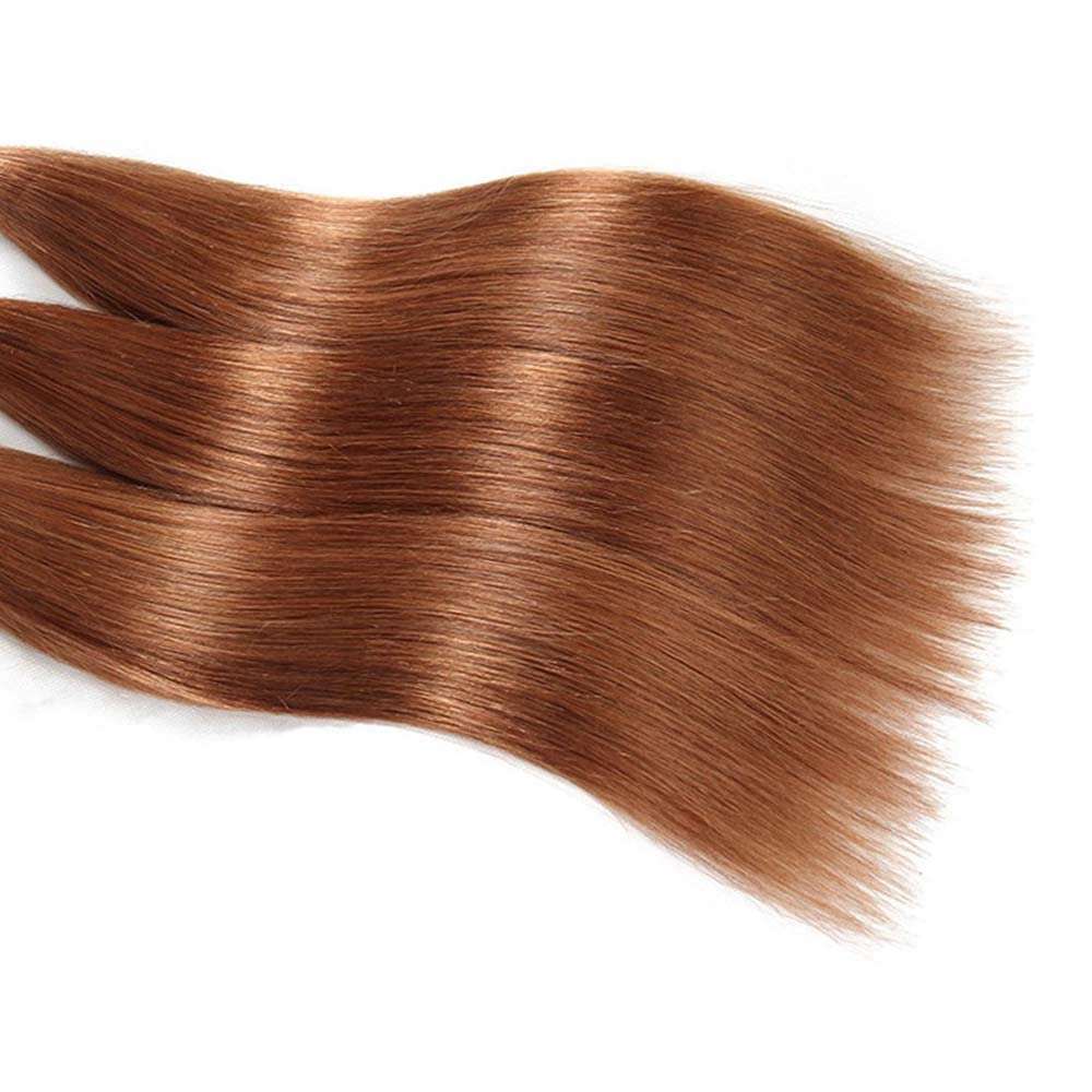 Hydtxc Human Hair Bundles 8 10 12 Inch Dark Brown Color 30 Straight Bundles Human Hair Raw Unprocessed Brazilian Virgin Quick Weave Double Drawn for Black Women 6
