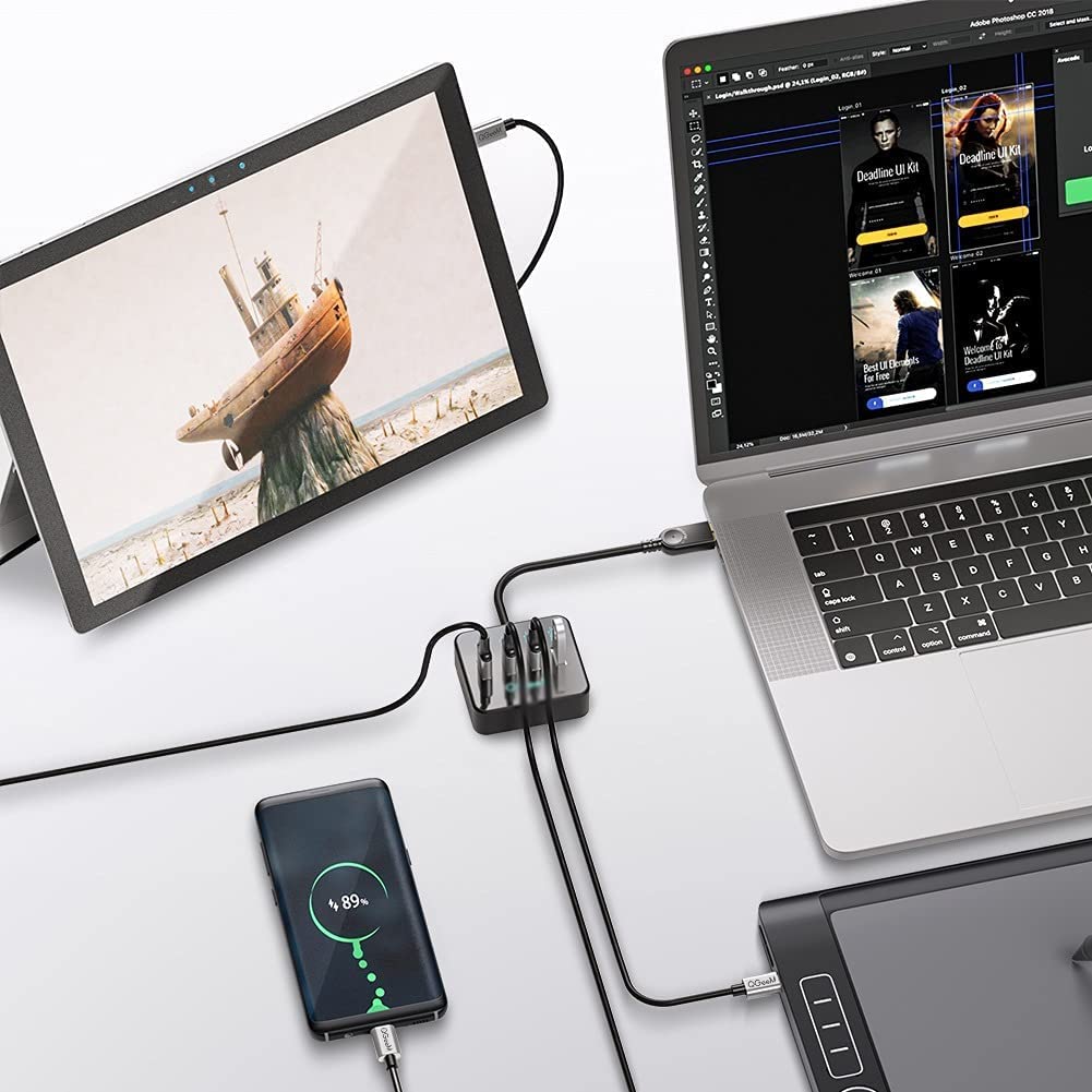 ZHANGHY USB Multi Port Adapter, Portable, USB Interface de USB Hub 3.0 Adapter USB Splitter Notebook 4 USB 3.0 Hub Extender Multi-Port Interface 3