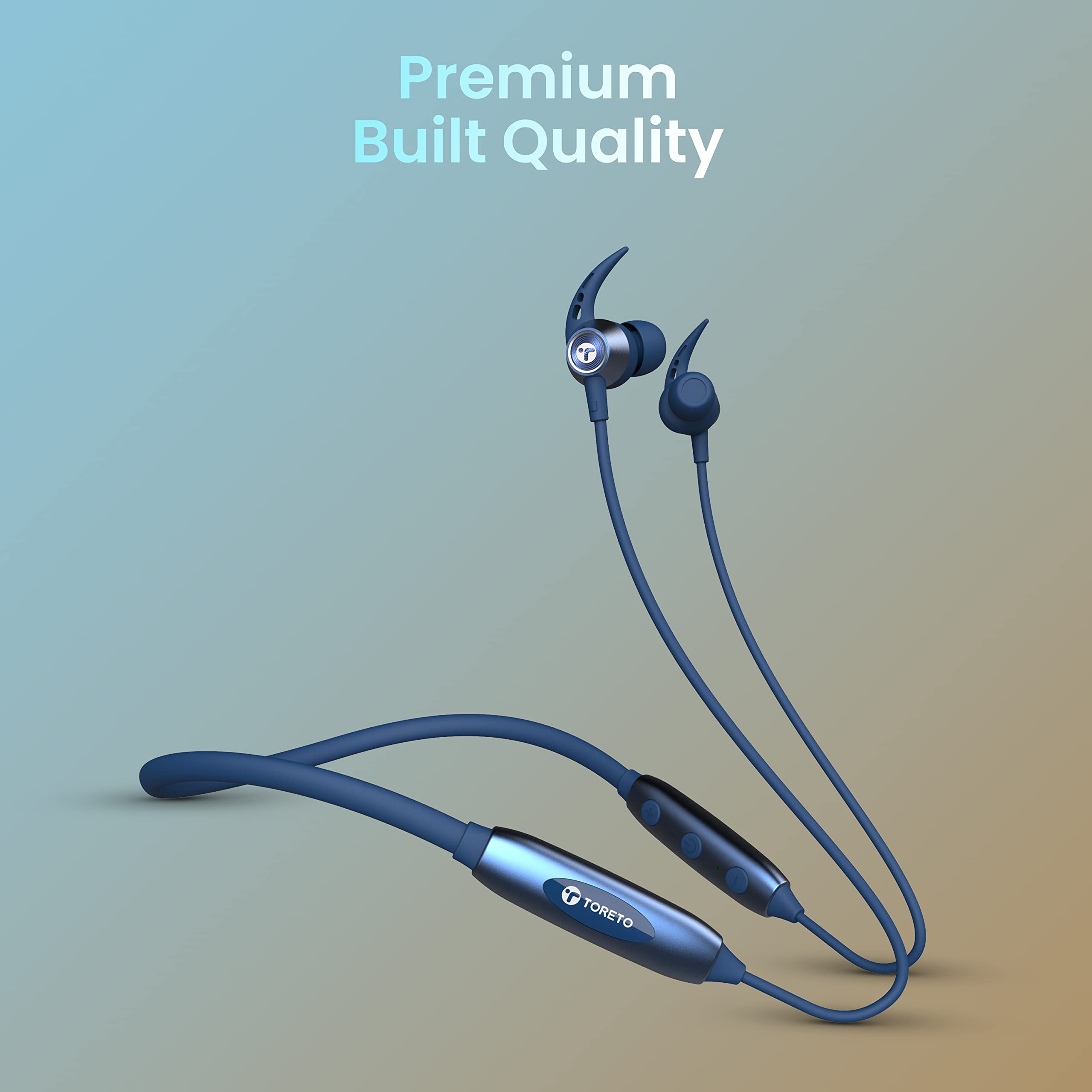Toreto Alpha Lite (TOR 230) in Ear Bluetooth Neckband with Dedicated Gaming Ultra-Low Latency Mode | Type C Fast Charge | 30 Hours Playtime | Clear Sound | Water & Dust Resistant (Blue)… 2