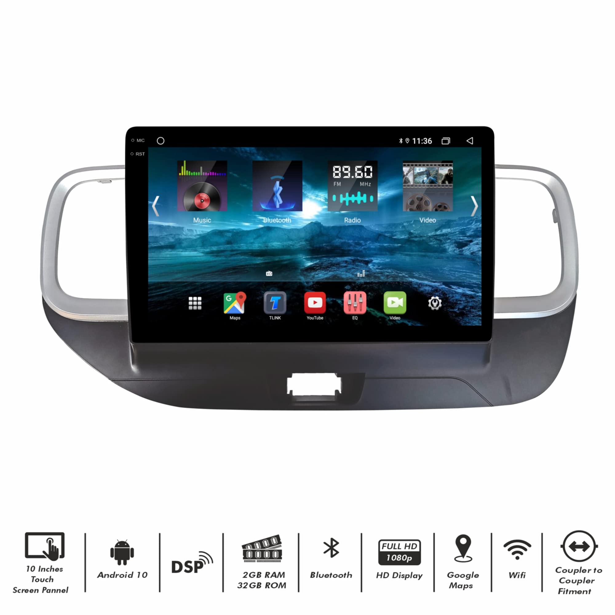 Mega Audio 10 Inches Newly Launch Advanced Android 10 System for Hyundai Venue with 2GB/32GB RAM & ROM with Wireless Apple Carplay and Android Auto 5