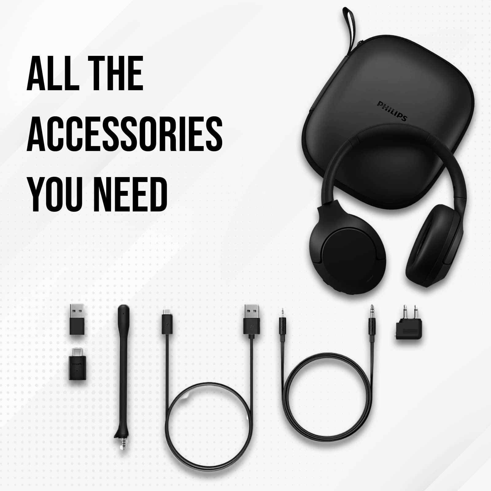 Philips Wireless Headphones Noise Cancelling, Stereo Over Ear Wireless Headphones with Removable Mic, Bluetooth Headset with Microphone, Lightweight and Touch Control, 55 Hours Playtime 2