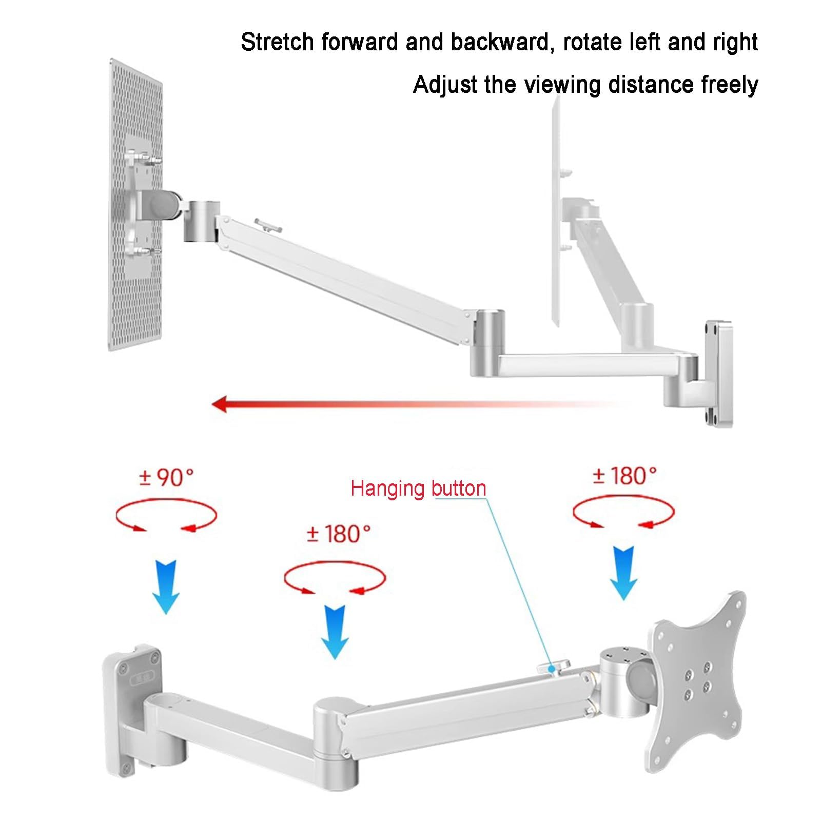 COYEUX Laptop Wall Mount, Adjustable Height and Angle, with Aluminum Alloy Tray, Holds 6kg, for Office, Workstation 4