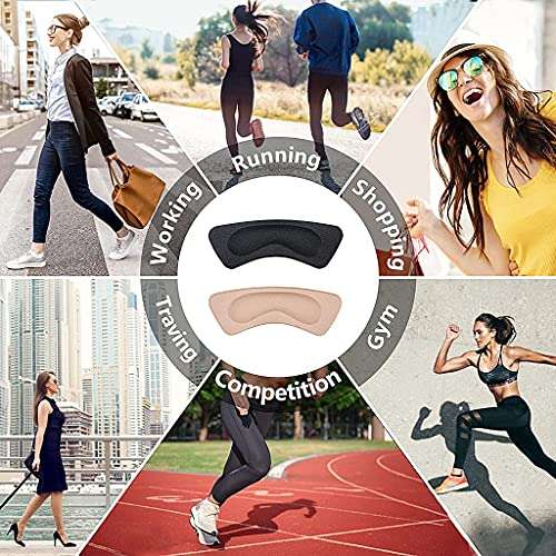 Prostuff.in Shoe Insole Reusable Heel Cushion Pads Soft Shoe Inserts Self-Adhesive Foot Care Protector Grips Liners Loose Shoes - for Women & Men- 4 Pairs (2 Black,2 Beige) 4