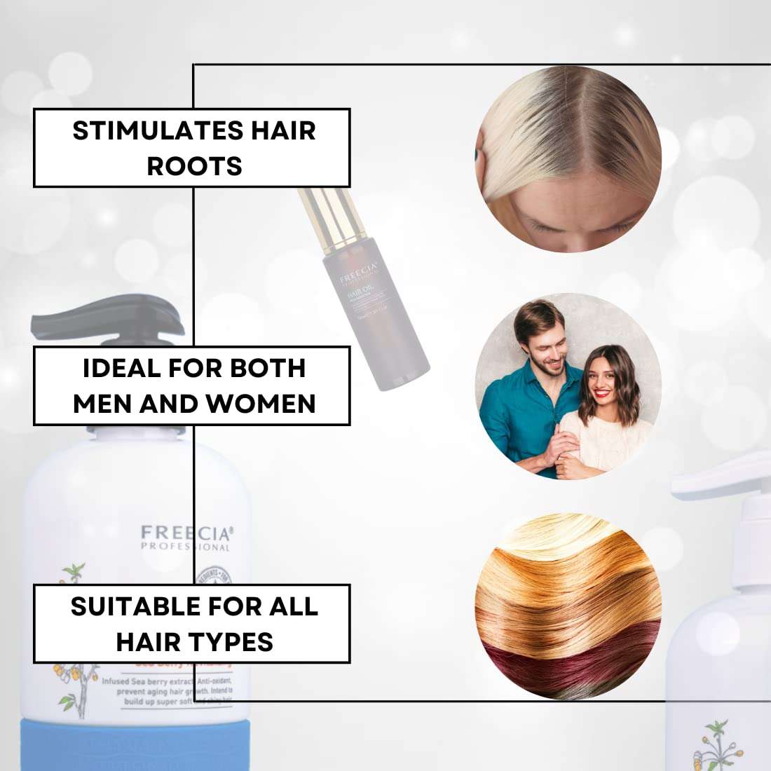 FREECIA Professional shampoo conditioner serum combo, hair care kit/for dry/frizz/brittle/nourish scalpe add volume, dryness brittle hair, for all hair type 6