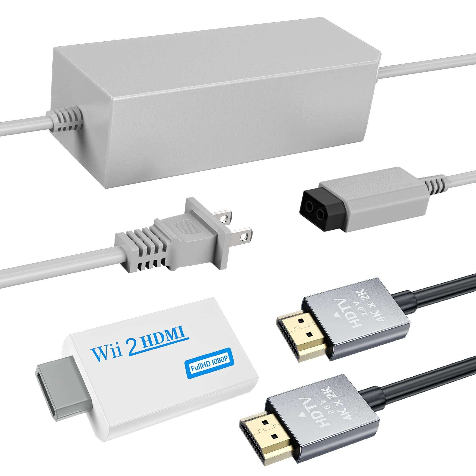 LA NREUCETS 3 in 1 Wii to HDMI Converter, Wii Power Cord AC Adapter Supply and 4.92FT High Speed HDMI Cable Accessories Bundle Kits Compatible with Nintendo Wii (Not for Wii U) 1