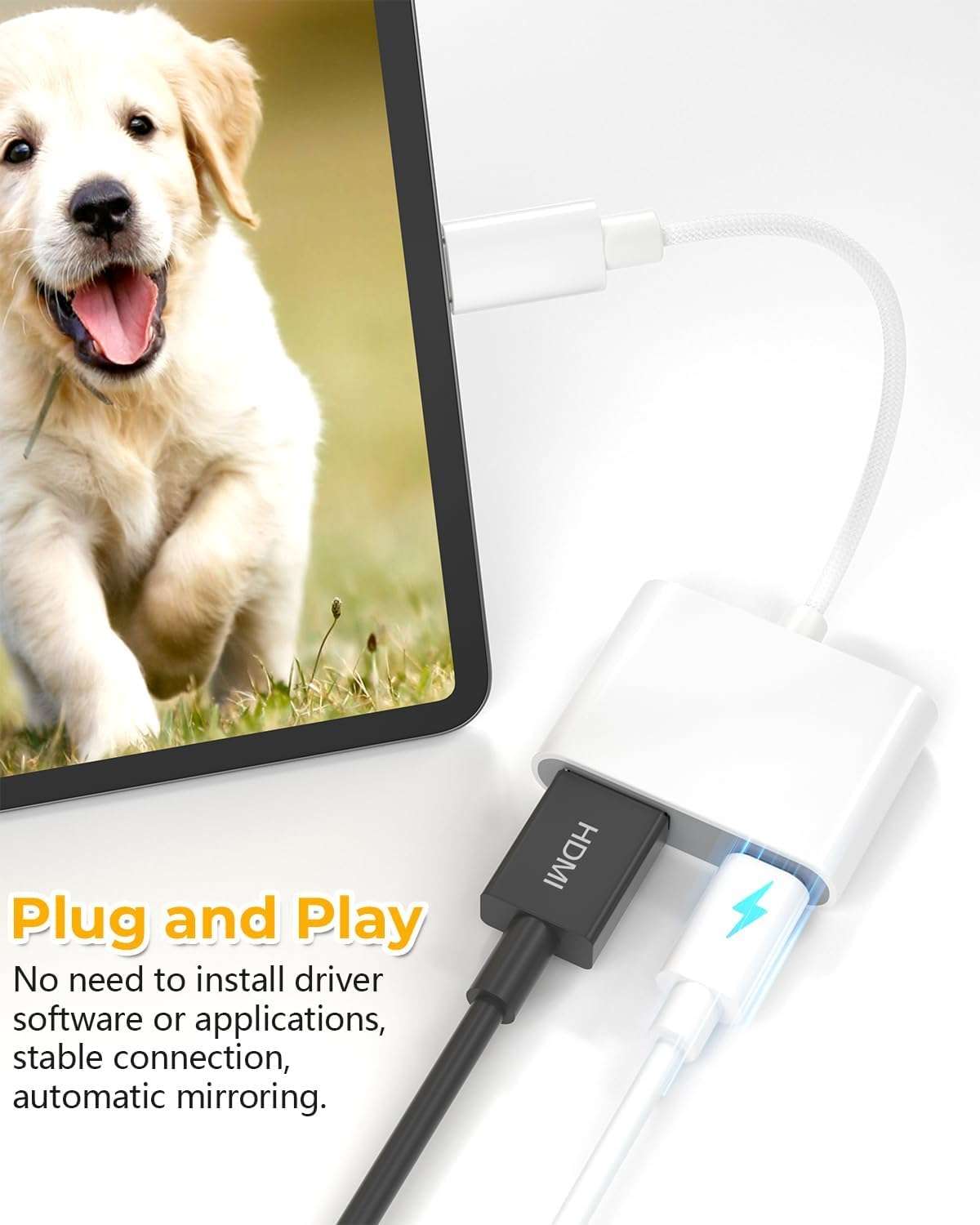 Lightning to HDMI Adapter Cable for iPhone,[Apple MFi Certified] 1080P HDTV Cable Adapter Digital AV Sync Screen Connector Compatible with iPhone/iPad/iPod on HD TV Monitor Projector 3