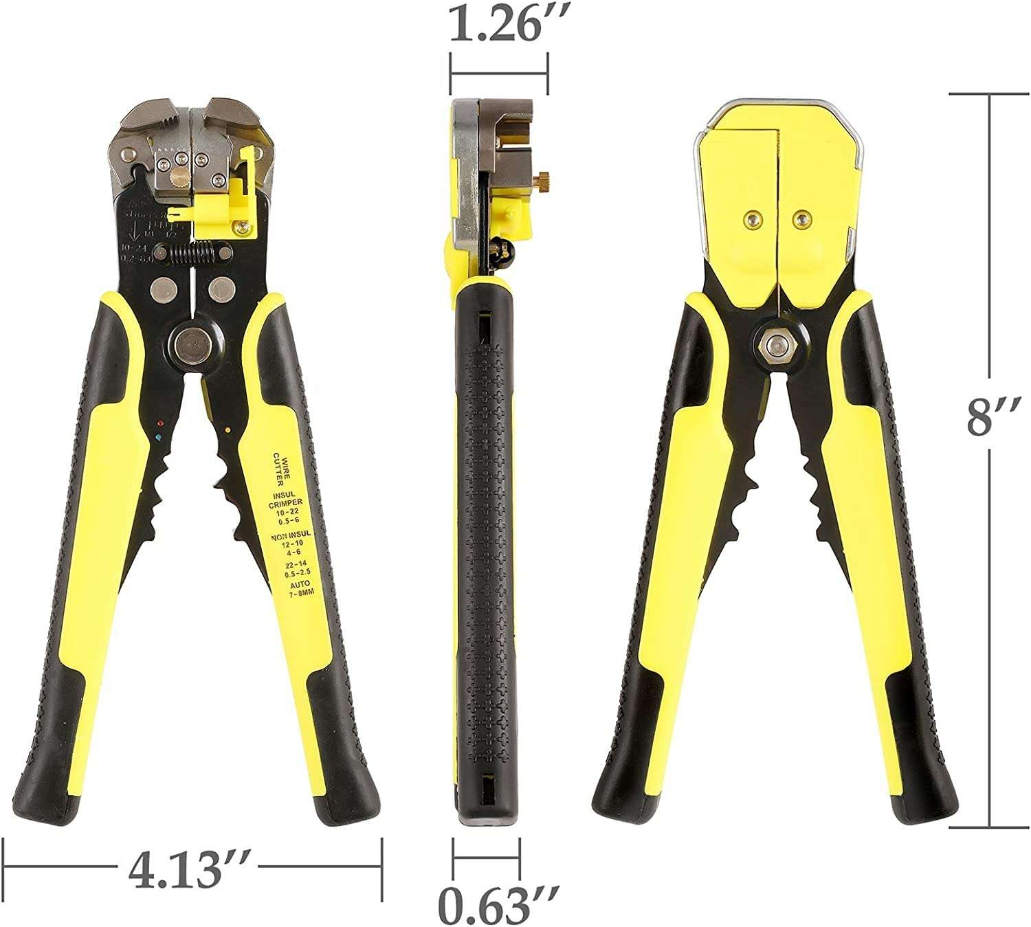 Scalebee Wire Stripper, Wire Strippers Electrical AWG 10-24 Compound Automatic Wire Stripper Plier 3-in-1 Hand Tool Self-Adjusting Cable Stripper, Wire Cutter and Terminal Crimper 3