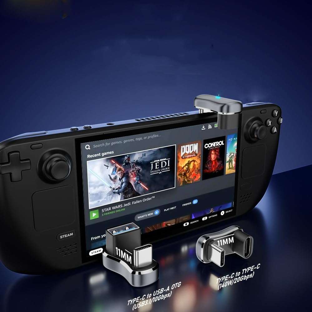 180 Degree Right Angle USB-C Male to USB-C Female Adapter,20Gbps Data Transfer USB Type-C Adapter Extender for ROG Ally for Steam Deck - 2 Pack (male to A female) 6