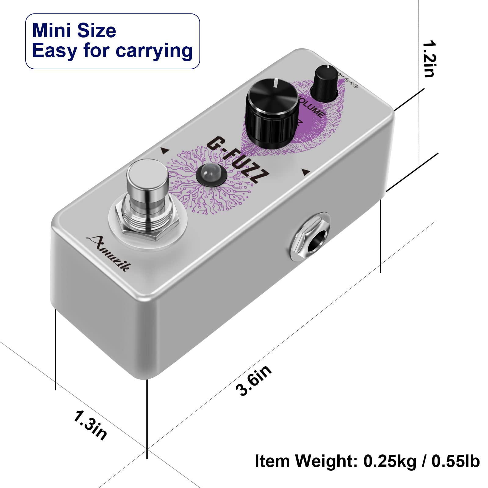 Amuzik G-Fuzz Effect Pedal Analog Fuzz Guitar Effecs Pedals for Mini Size Ture Bypass 4