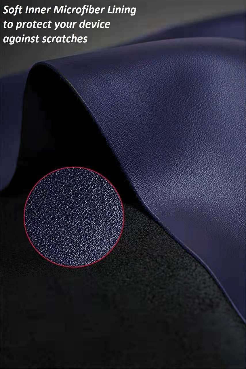 Midkart Leather Holster Compatible with Samsung Galaxy Z Fold 3 (2021) / Samsung Galaxy Z Fold 2 (2020) / Samsung Galaxy Fold (2019) / Xiaomi Mi Mix Fold / Huawei Mate X / XS Lichee Pattern Magnetic Closure Wallet Cover, Navy Blue 6