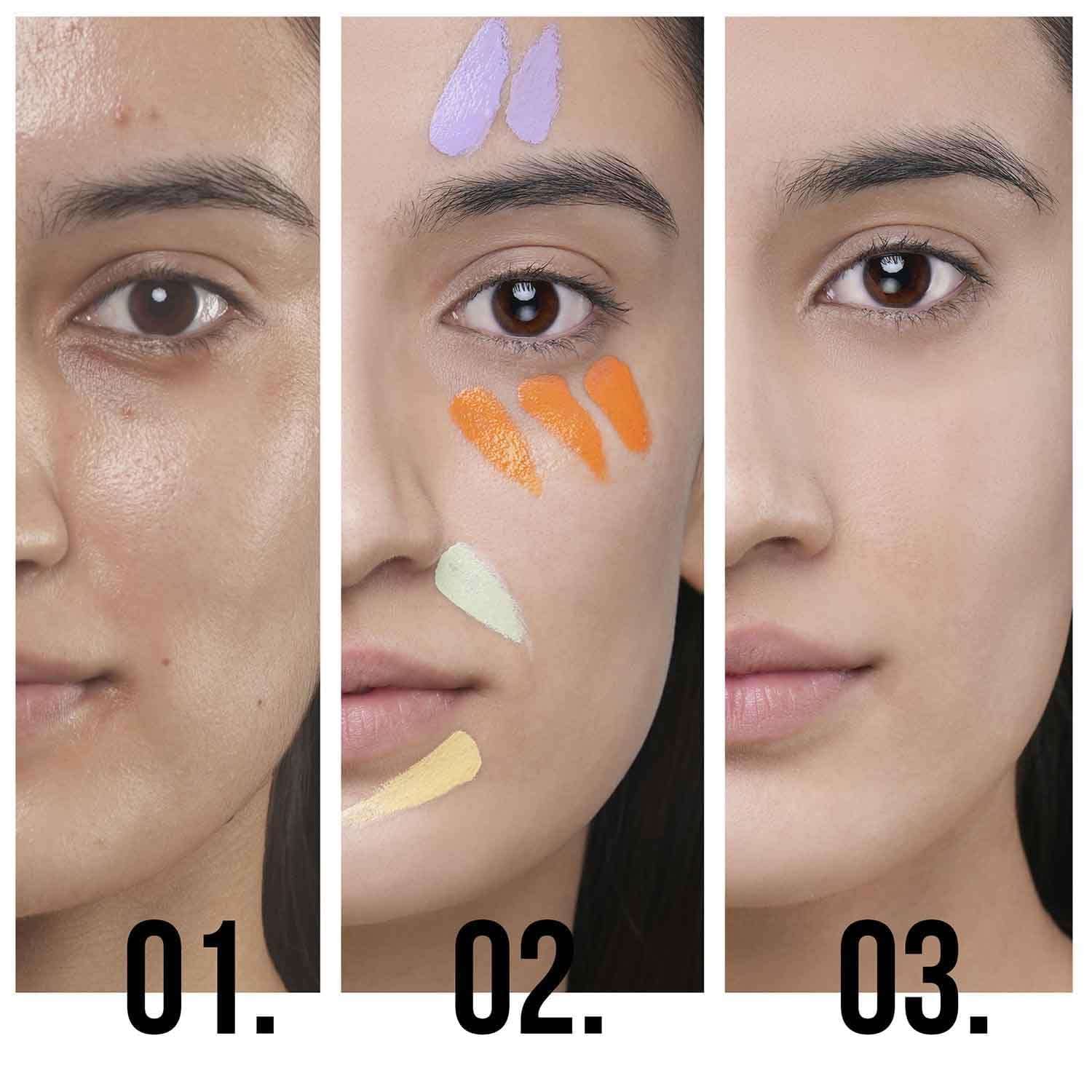 SIRF TUM 7 FiiME POWDER Pore-less Oil Control Compact Powder -3in1 Colour Corrector for Dark Circles, Pro Concealer for Women -Full Coverage Concealer with Orange Corrector-fit we foundation 4