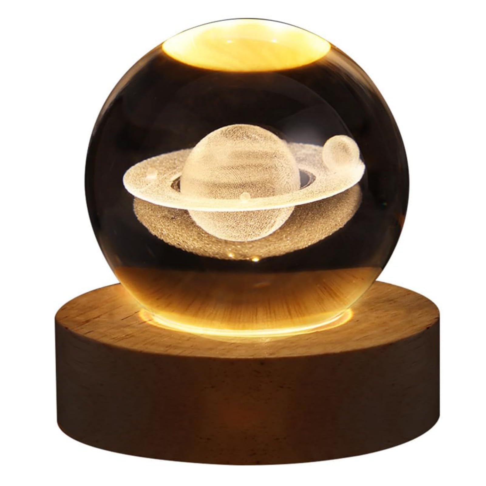 coldwind K9 Crystal Ball Night Light with Constellation & Solar System 3D Design - 6-Color Changing LED Table Lamp, Soothing Home Decor, Gift for Men, Women, Kids & Friends (Saturn) 6