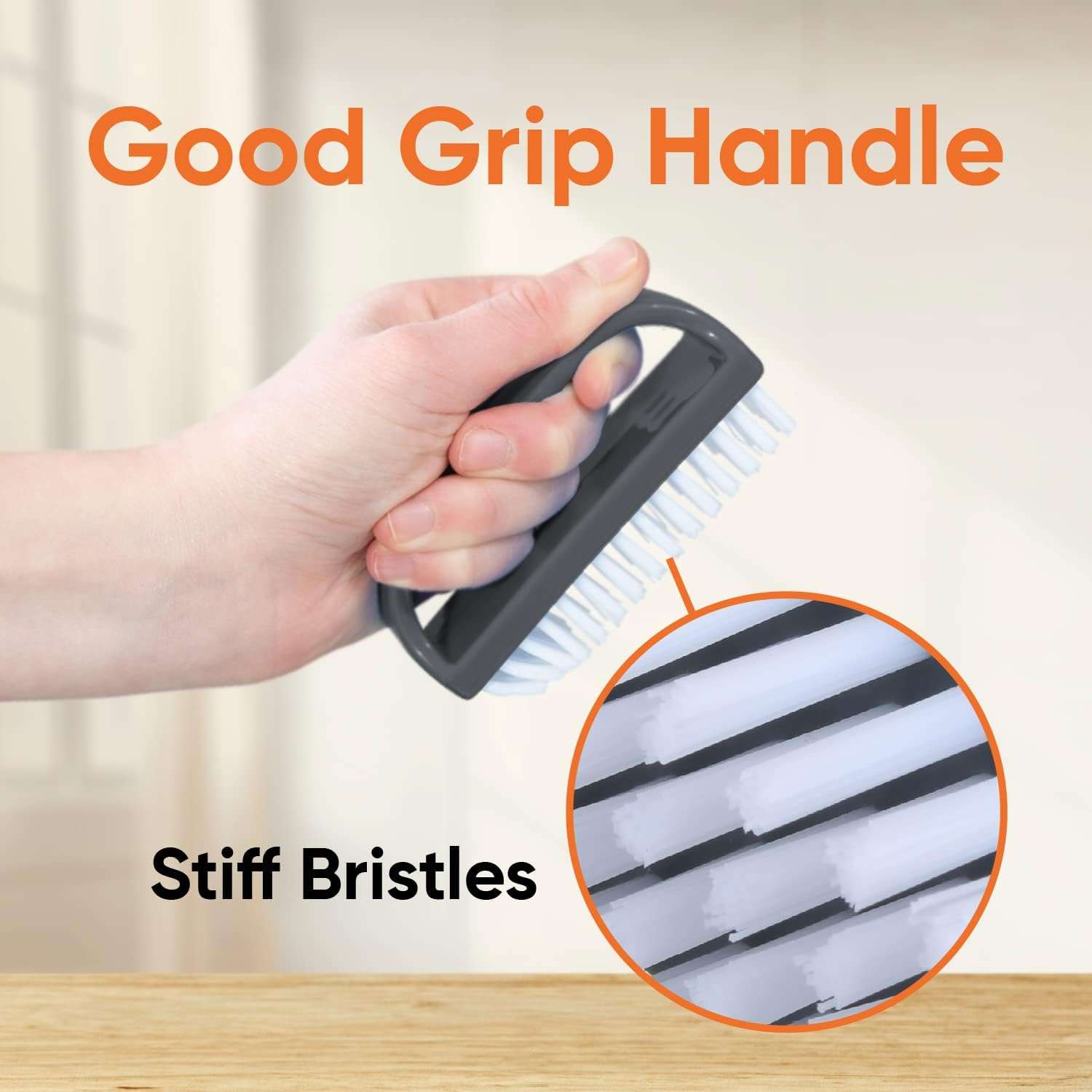 Hair Line Nail Cleaning Brush Handle Grip Nail Scrubber Brush Toe Fingernail Cleaner Brush Kit Manicure Brush for Men & Women 4