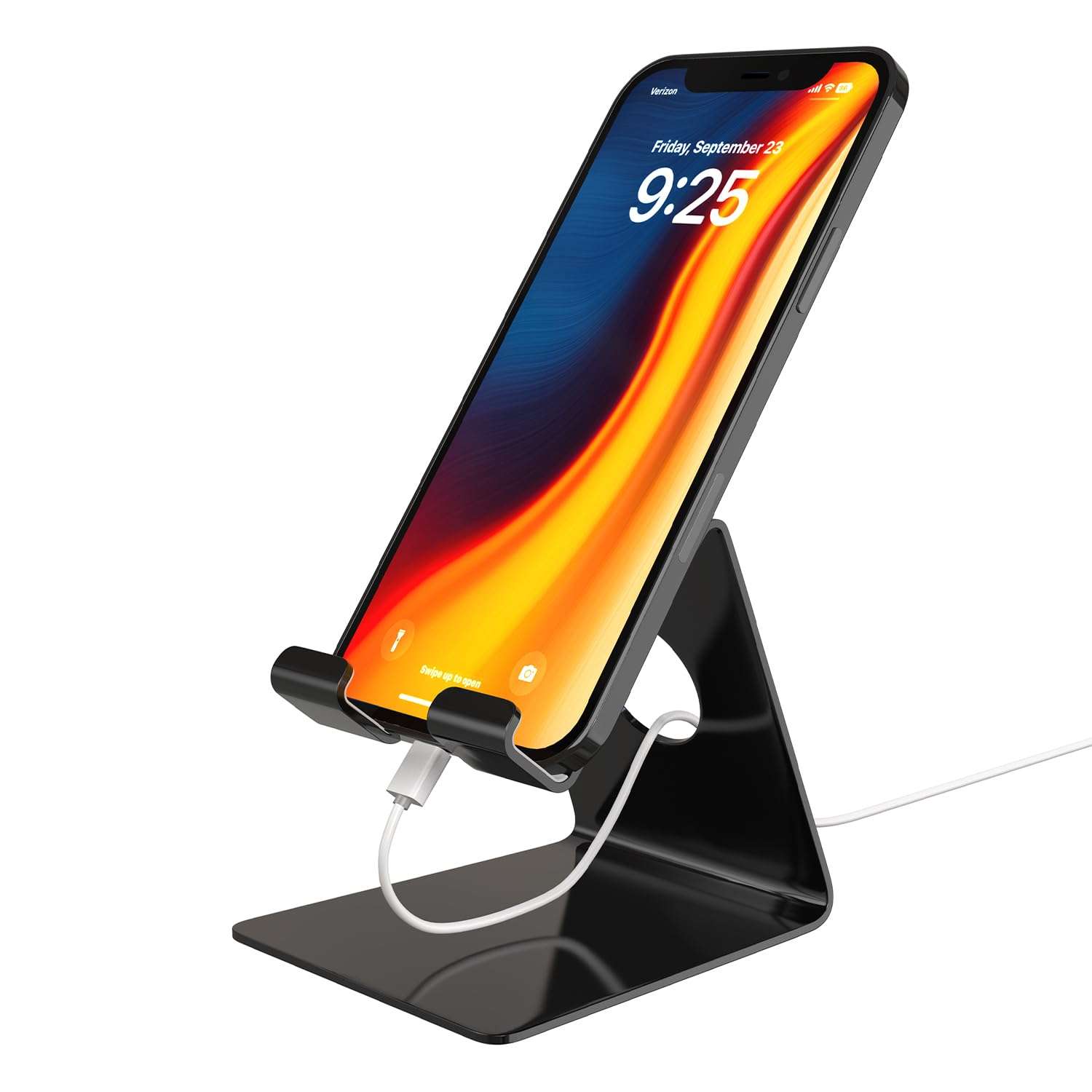 amazon basics Desktop Mobile Stand Phone Mount Tabletop Holder for Phones and Tablets - Black 1