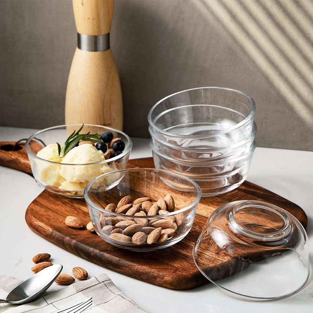 WRINGO Glass Bowl for Kitchen Prep, Dessert, Dips, and Candy Dishes, Cake, Snack Bowl Set of 6 Or Nut Bowl, and Microwave Safe Clear Glass Bowls for Mixing, Storing Size 4.5 Inch 3
