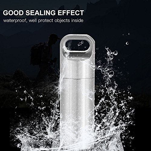 Waterproof Pill Box, Airtight Pill Case Keychain Pill Holder Pill Fob Capsule Keychain, EDC Accessory Bottle Match Case Battery Holder, Outdoor Survival Storage Stainless Steel Container Dry Box(S) 2