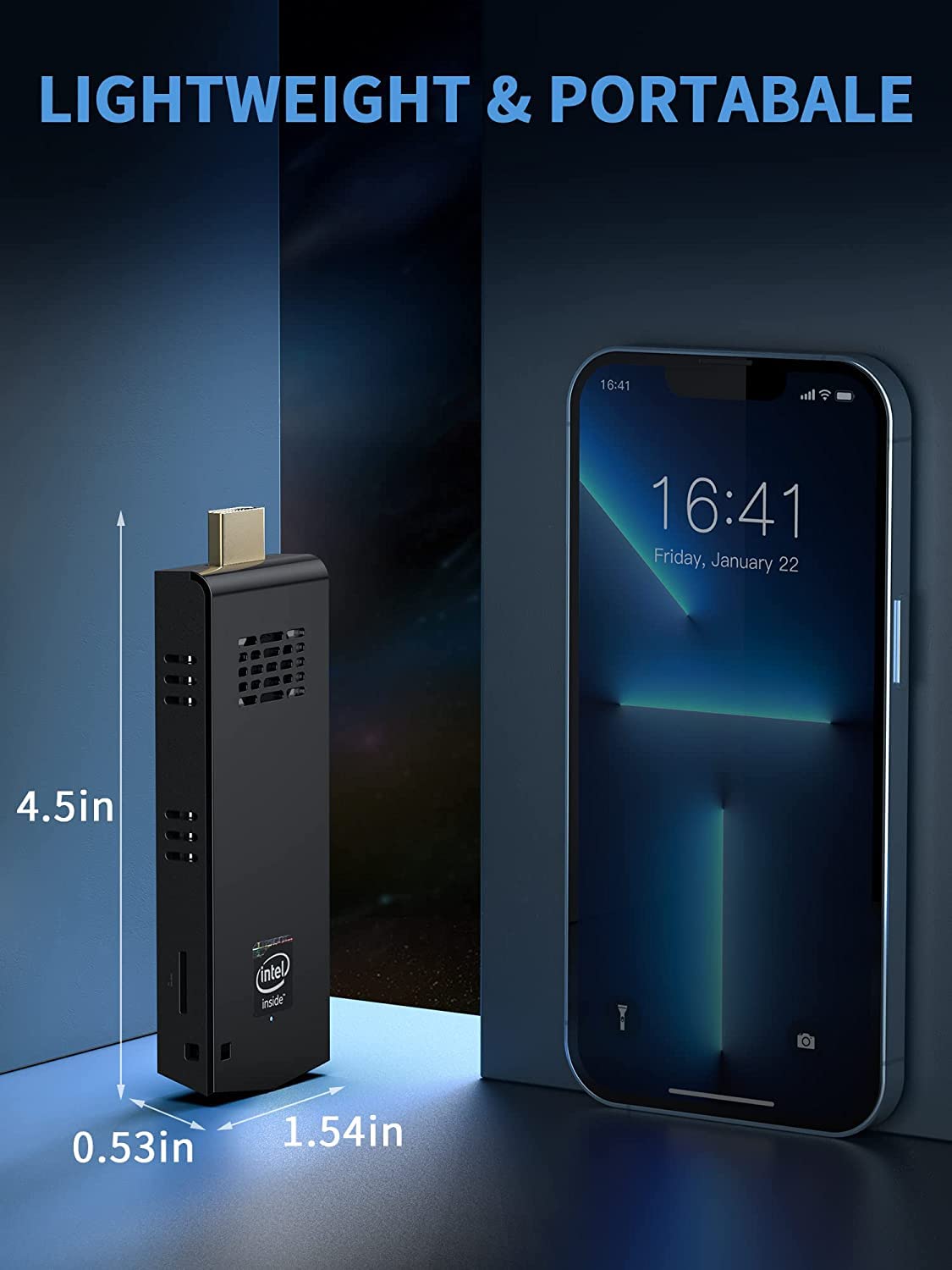OUVISLITE Mini PC, Mini PC Stick 8GB RAM 128G ROM Atom X5-Z8350 Mini Computer Stick Win 10 Pro PC Stick 4K HDMI 2.4G / 5G WiFi Bluetooth 4.2 Auto Power On Business Office Home Theater 6