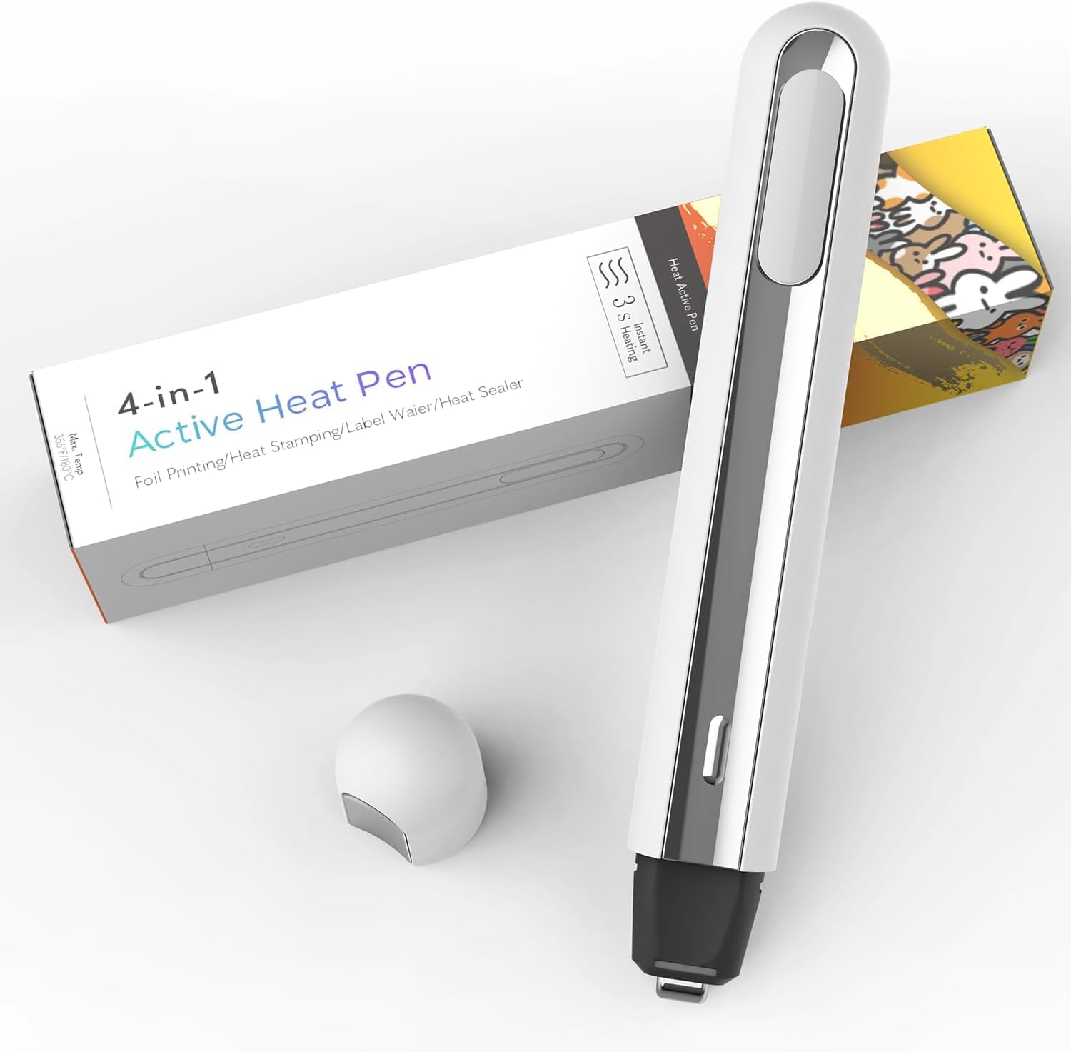 4 in1Mini Heat Press Machines, 3S Fast Heating, erasable Thermal Printing Paper, Food Bag Heat Sealer, Suitable for Clothes and Hats, Thermal Transfer Projects, hot Stamping Paper Drawing and Writing 1