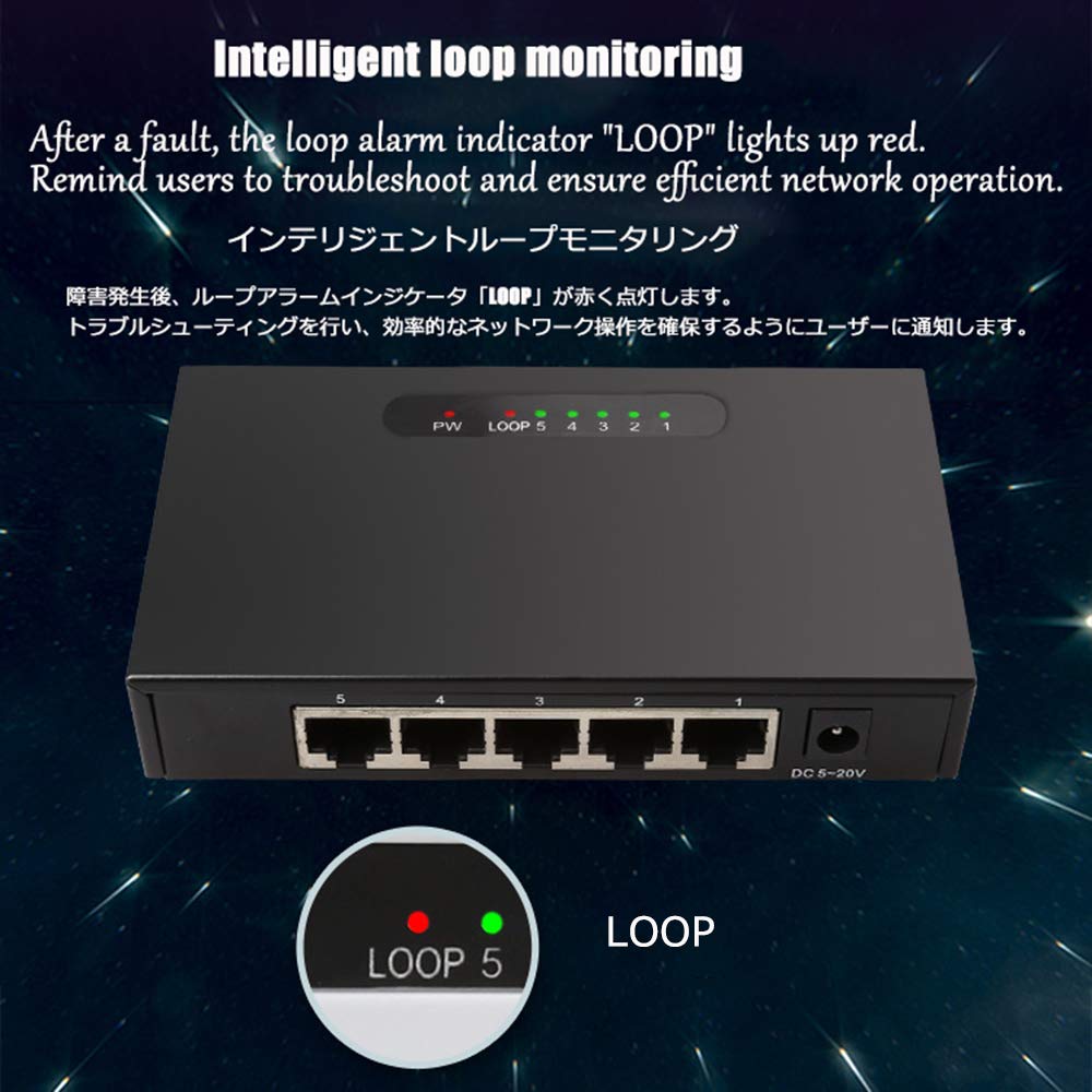 Gigabit Ethernet Switch 5 Ports Network hubs and switches, Full 1000M Gigabit unmanaged Metal Desktop Switch, Home Campus Office Plug and Play Network Splitter 6
