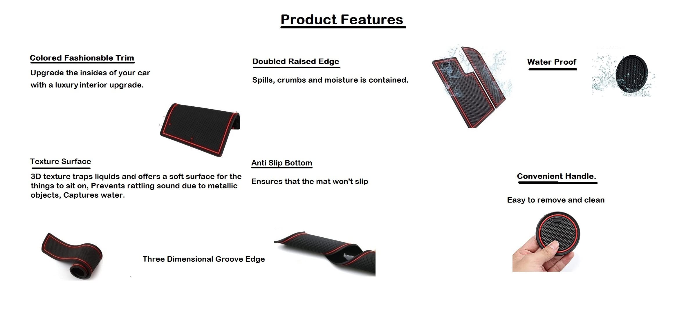 Car Drome - The Mat Store Rubber Car Drome - Door Pocket Cup Holder Mats For Maruti Suzuki Vitara Breeza (2016-2021) | Set Of 12 Mats (Blue Trim) 5