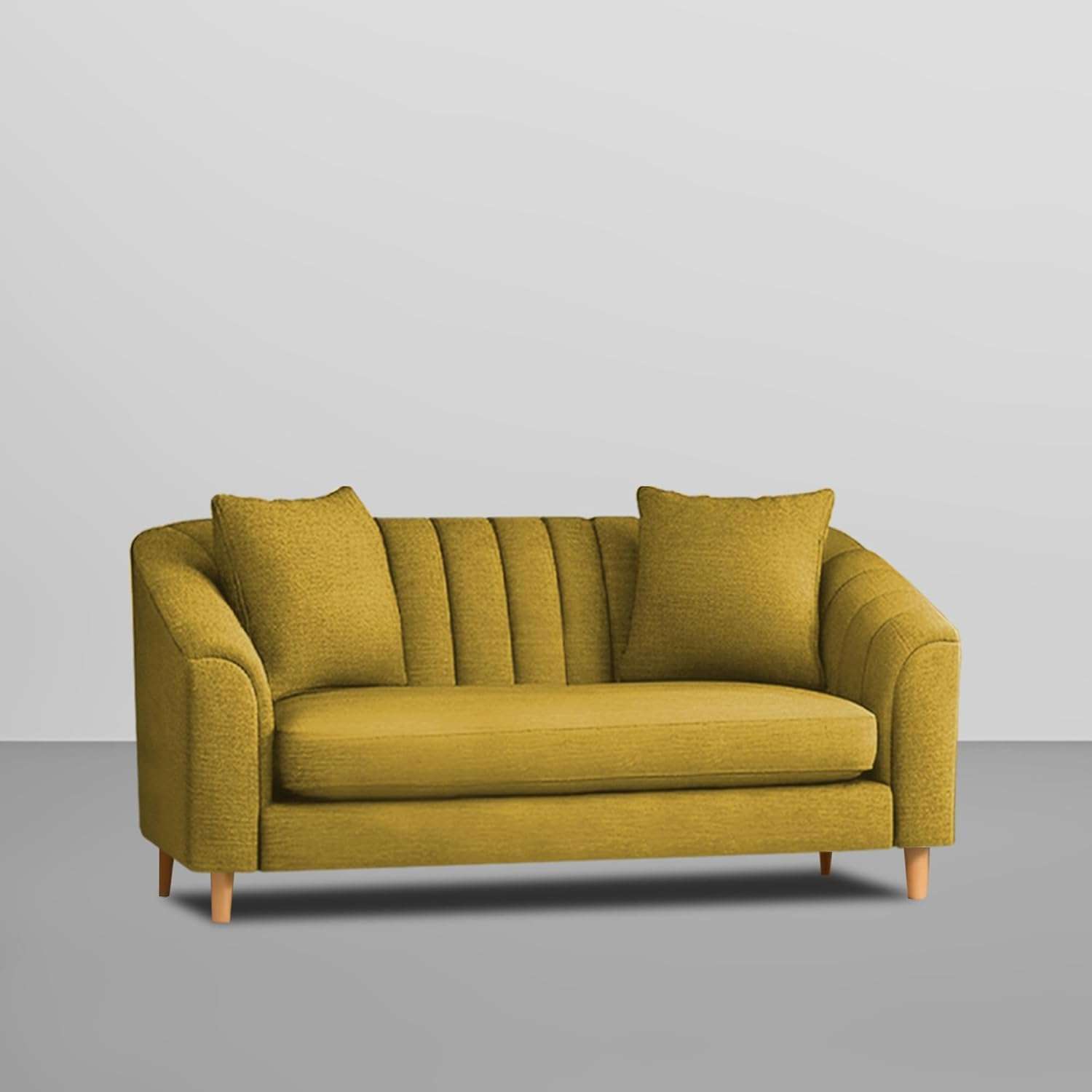 Casaliving Doraldo 2 Seater Sofa Set for Living Room (Yellow Colour Fabric) Premium Fabric Sofa… 5