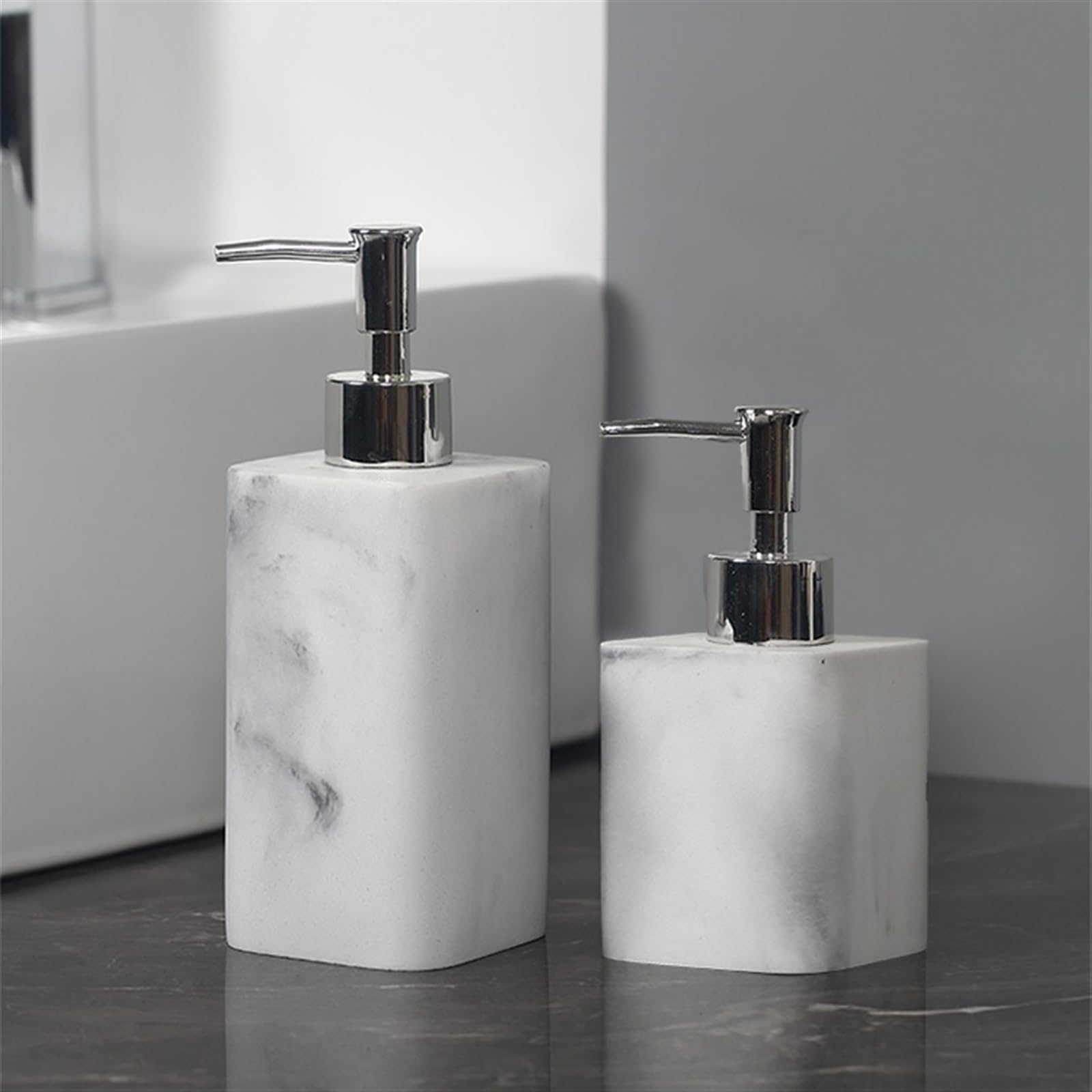 CZCZC Pump Bottle Soap Dispenser 4 Pieces Bathroom Accessories Complete Set Vanity Countertop Accessory Set Includes Lotion Dispenser Mouthwash Cup Toothbrush Holder 4