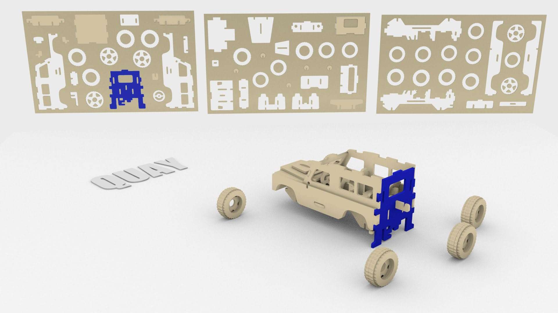Quay P323 Land Rover Woodcraft Construction Kit FSC, Brown 3