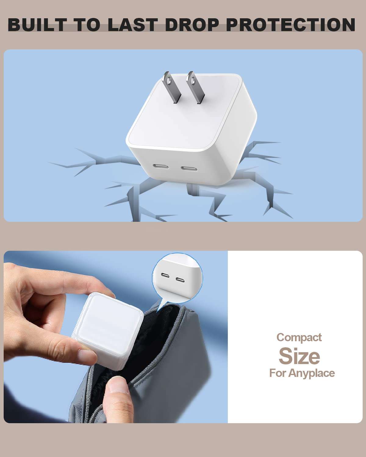 iPhone Fast Charger, 40W Dual USB-C Quick Wall Charger 10FT Charging 2pack 10FT Extra Long Lightning Cable+Double Port Foldable USBC iPhone Charger Fast Charging for iPhone 14/13/12/11/XR/XS/SE/iPad 3