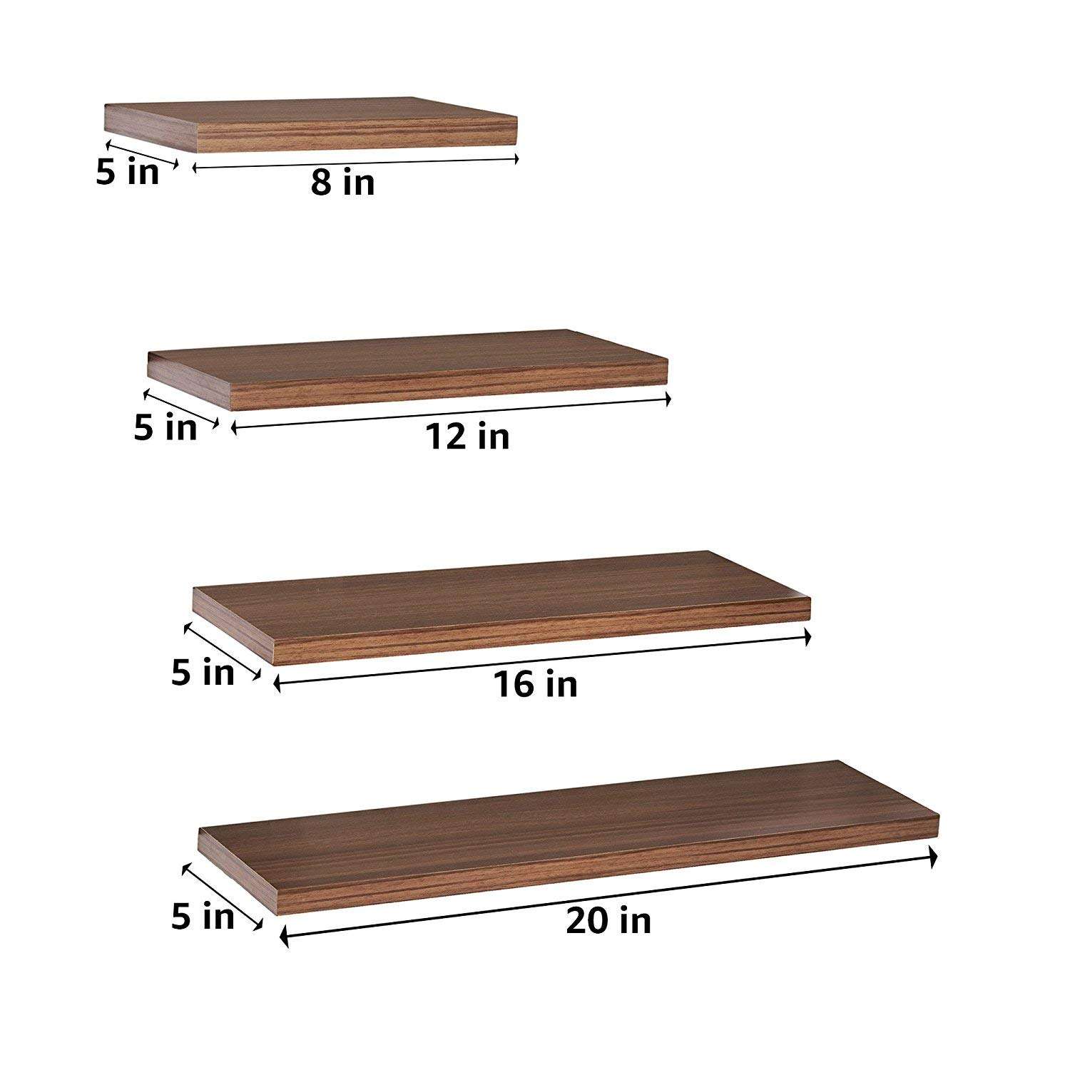 A10 Shop Delta S1 Home Decor Wall Shelf/Rack-Set of 4 (Matt Finish) (Walnut) 3