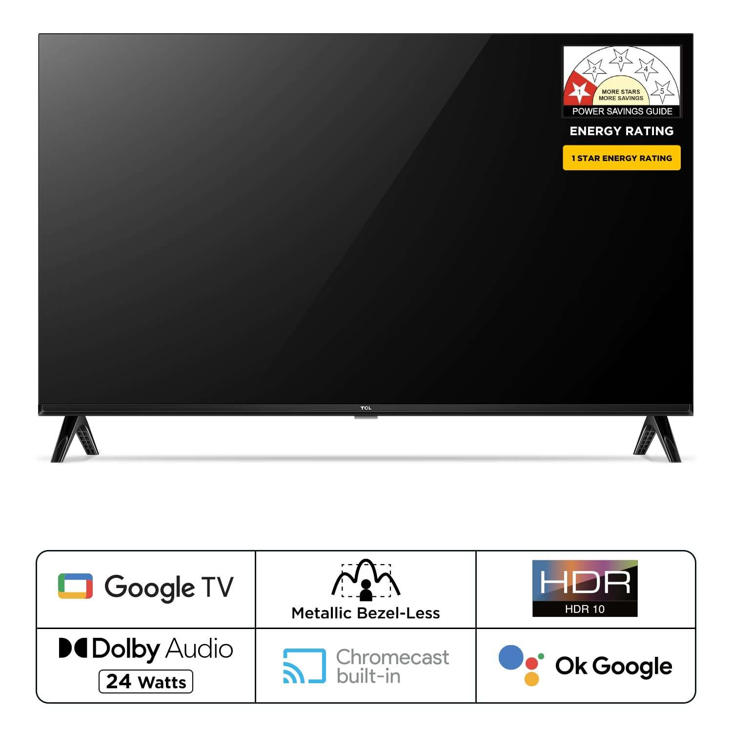 TCL 80.04 cm (32 inches) Bezel-Less S Series Full HD Smart LED Google TV 32S5400 (Black) 2
