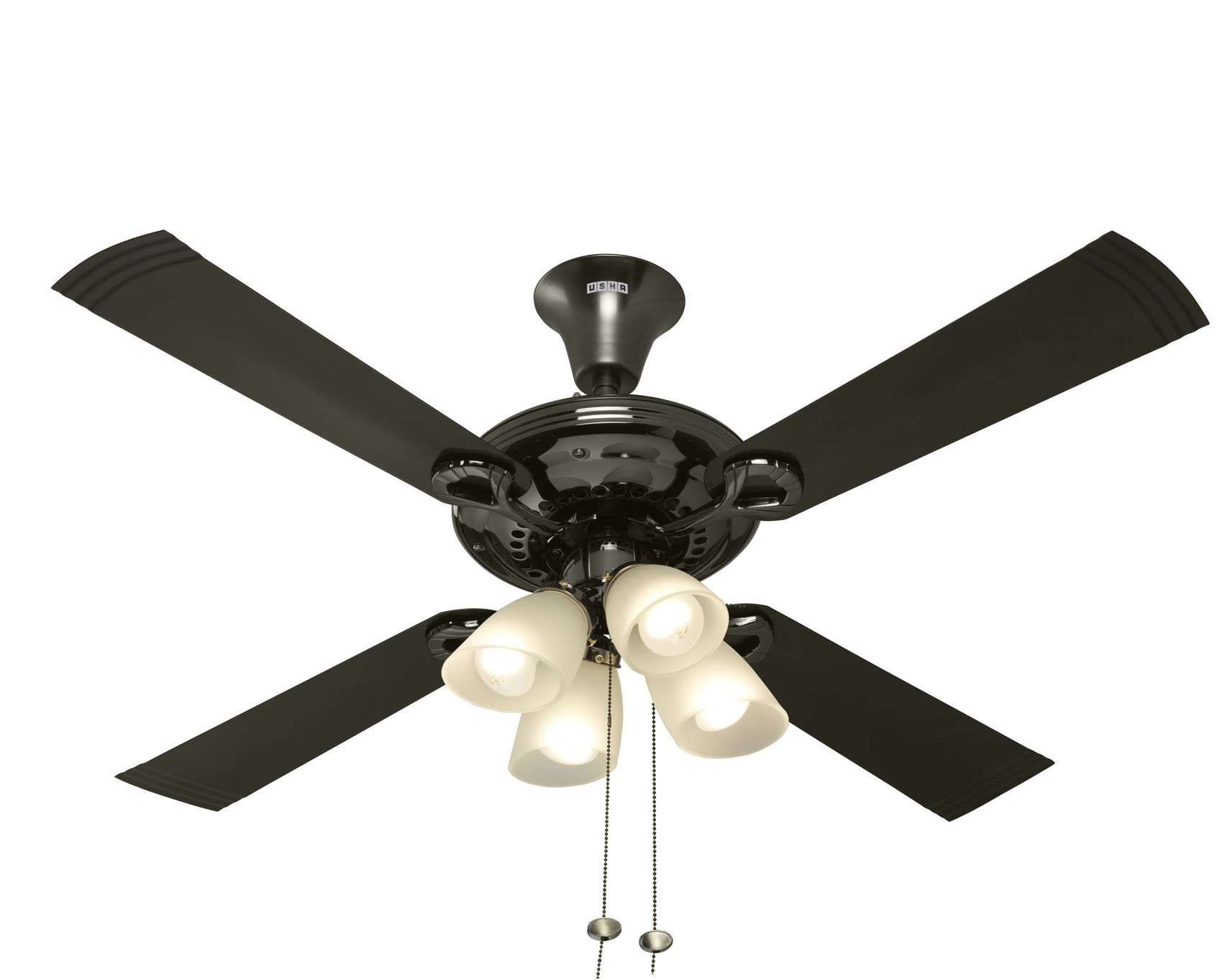 Usha Fontana Lotus 1230mm Ceiling Fan with Decorative Lights (Black Chrome) 1