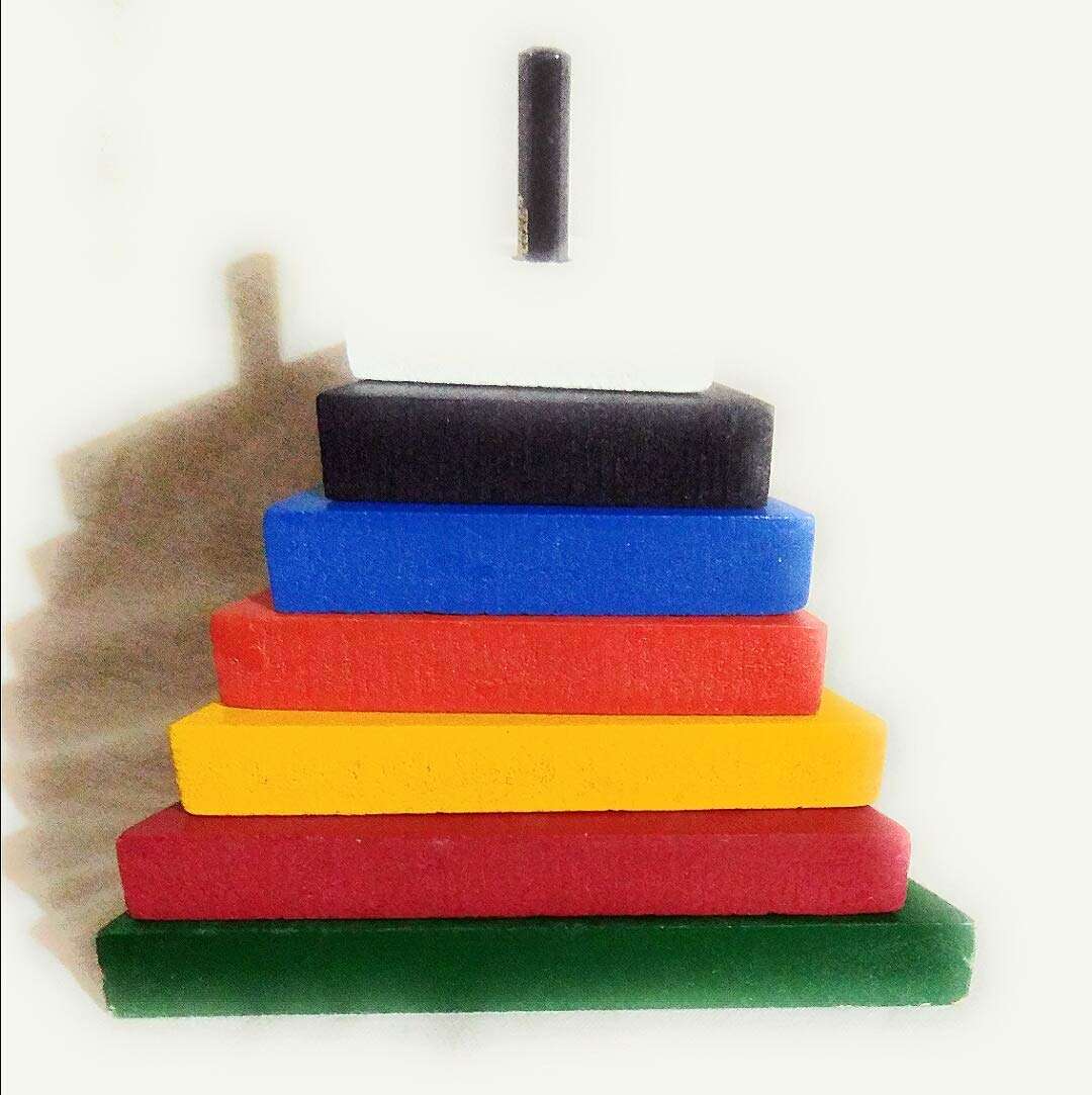 FUTUREZ KEY� Wooden Rainbow Stacking Tower,7 Pcs Triangle Puzzle Tower, Educational Toy Helps Kids Recognise and Sizes 3