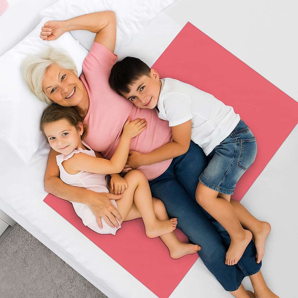 Zebaya Mackintosh Waterproof Rubber Sheet | Reusable Protective Mackintosh Sheet for Adults, Elderly & Babies | Dual Color, Skin-Friendly Oilcloth (Green - Red, 1 x 2 Meter) 1