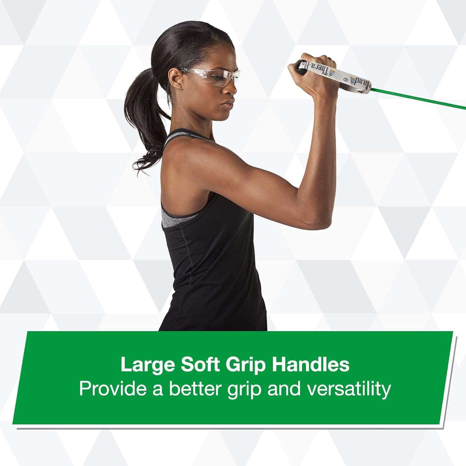 THERABAND Resistance Tubing with Soft Handles, Green, Heavy Level, 48" Latex Stretch Resistance Bands for Exercise, Professional Workout Bands for Upper & Lower Body, Color-Coded Levels 2